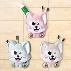 cartoon dog toothbrush holder wall mount kids bathroom organizer shelf
