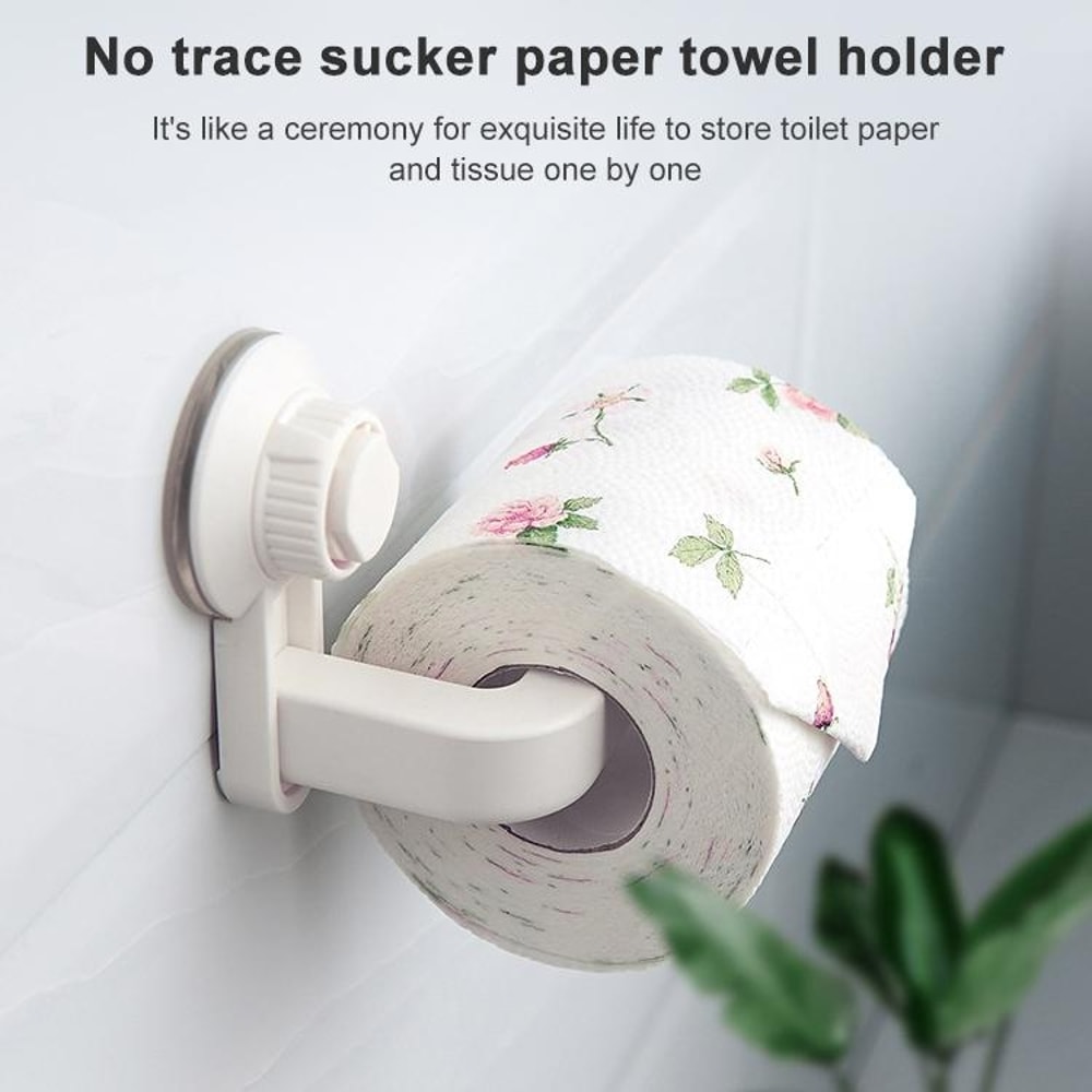 Suction Cup Toilet Paper Holder Wall Mount Removable Rack For Bathroom Storage 1