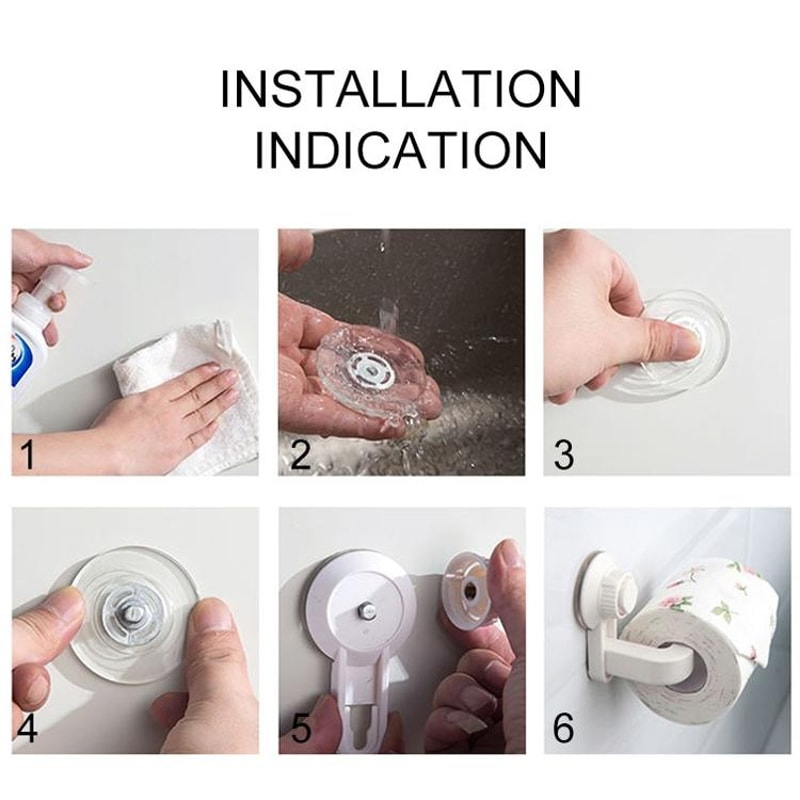 Suction Cup Toilet Paper Holder Wall Mount Removable Rack For Bathroom Storage 9