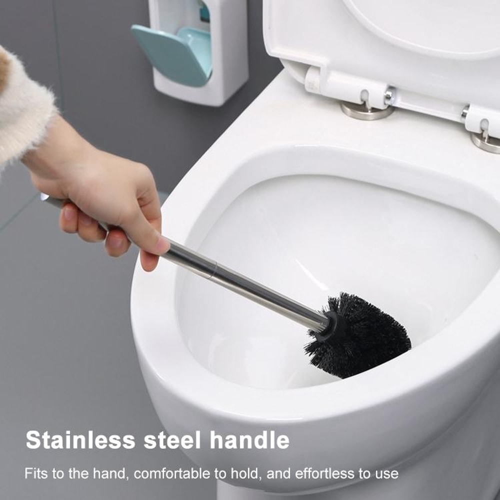 Wall Mounted Toilet Brush Set With Long Handle Soft Bristles Hygienic Holder 4