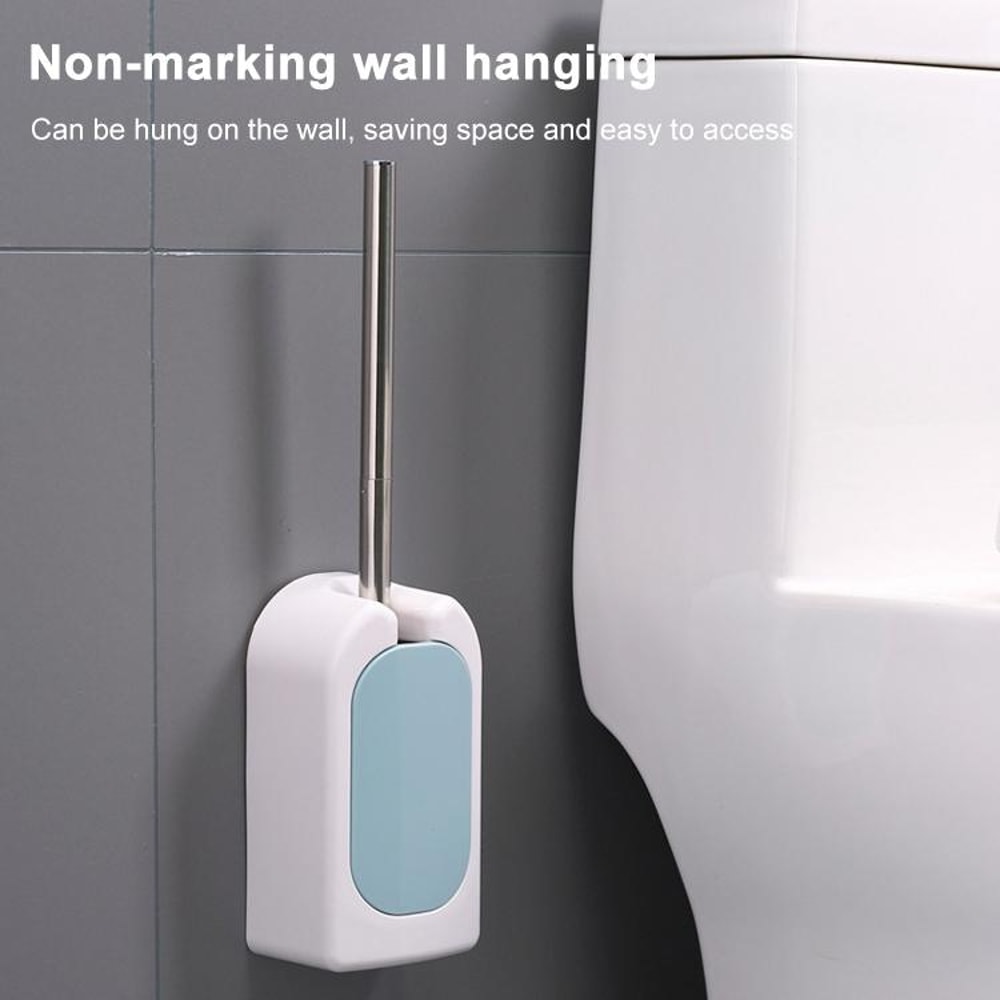 Wall Mounted Toilet Brush Set With Long Handle Soft Bristles Hygienic Holder 10