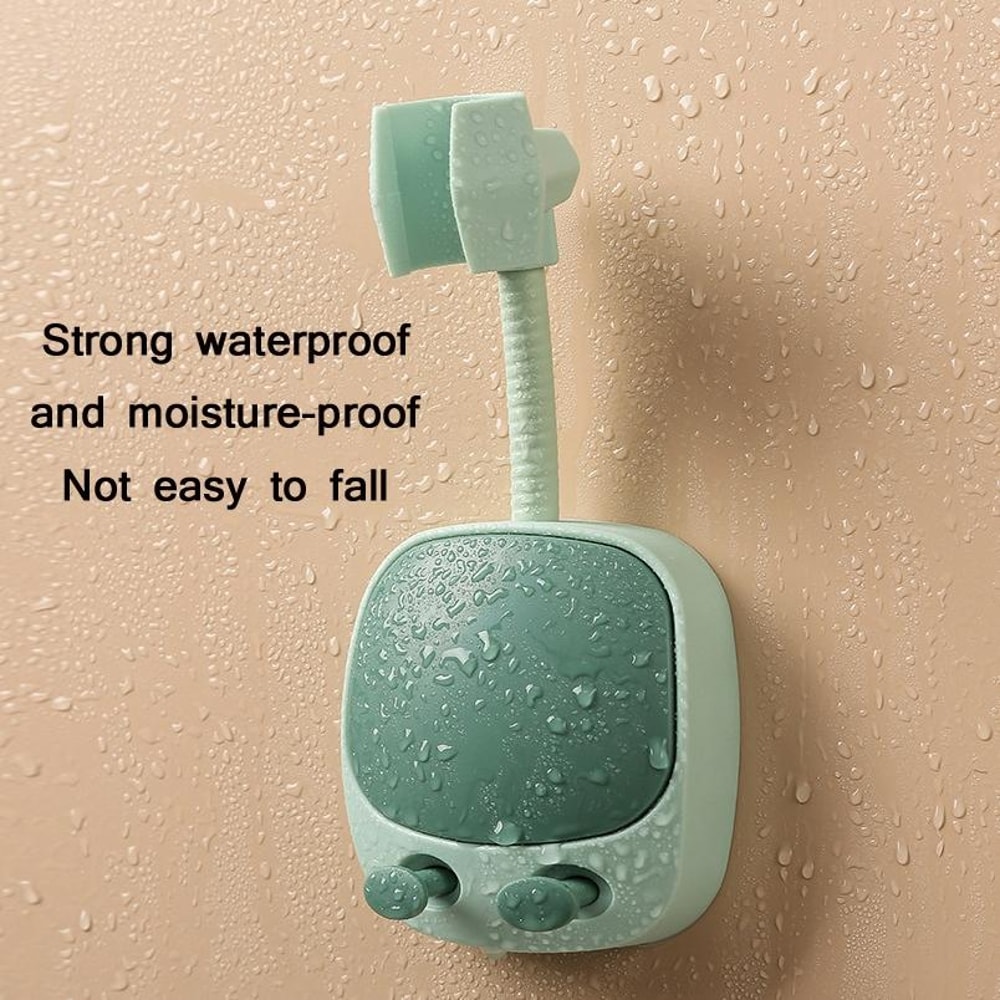 Adjustable Shower Head Holder No Drill Adhesive Wall Mount 360 Rotating Bracket 6