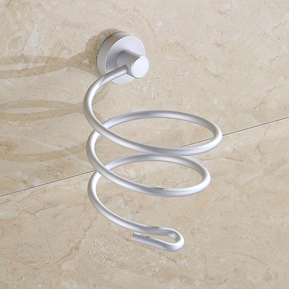 Wall Mount Hair Dryer Holder Spiral Rack Bathroom Organizer 1