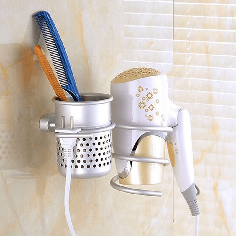 Wall Mount Hair Dryer Holder Spiral Rack Bathroom Organizer 5