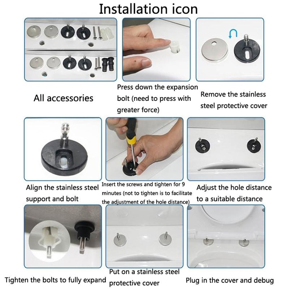 Quick Release Toilet Seat Hinges Kit Zinc Alloy Fixing Bolts Universal Replacement 5
