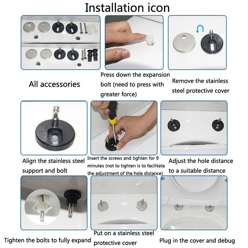 Quick Release Toilet Seat Hinges Kit Zinc Alloy Fixing Bolts Universal Replacement 5