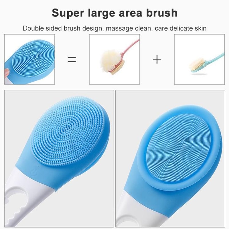 Electric Silicone Bath Massage Brush Long Handle Body Scrubber For Deep Clean Relaxation 10