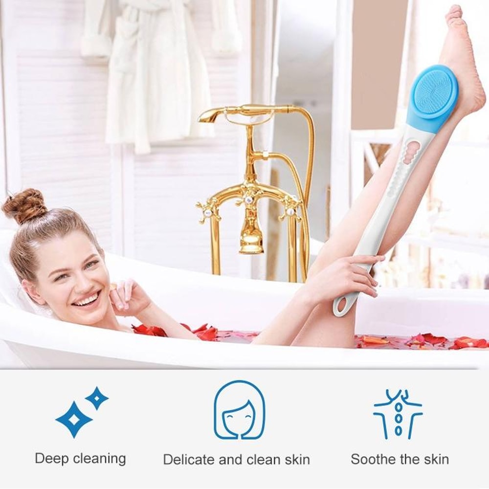Electric Silicone Bath Massage Brush Long Handle Body Scrubber For Deep Clean Relaxation 2