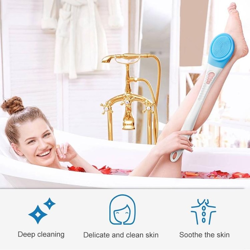 Electric Silicone Bath Massage Brush Long Handle Body Scrubber For Deep Clean Relaxation 2