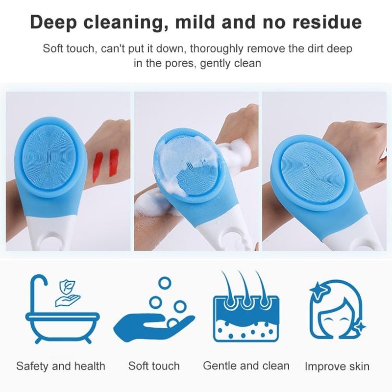 Electric Silicone Bath Massage Brush Long Handle Body Scrubber For Deep Clean Relaxation 4
