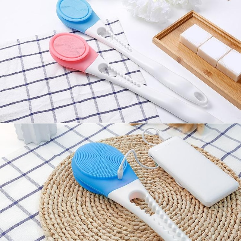 Electric Silicone Bath Massage Brush Long Handle Body Scrubber For Deep Clean Relaxation 0