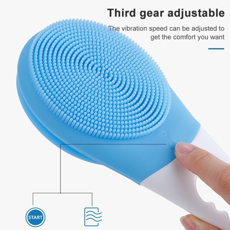 Electric Silicone Bath Massage Brush Long Handle Body Scrubber For Deep Clean Relaxation 8