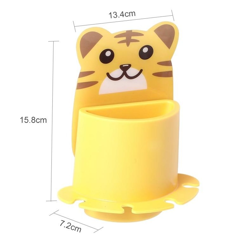 Cute Cartoon Animal Wall Mounted Toothbrush Holder Shelf With Drainage Bathroom Organizer 5