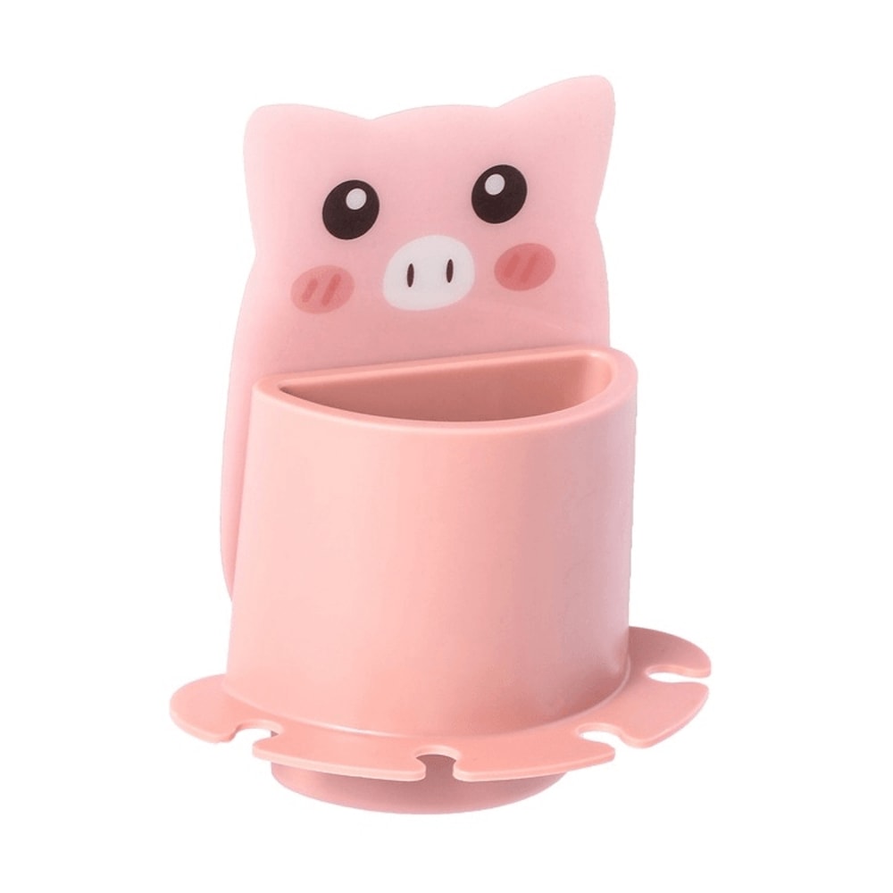 Cute Cartoon Animal Wall Mounted Toothbrush Holder Shelf With Drainage Bathroom Organizer 6