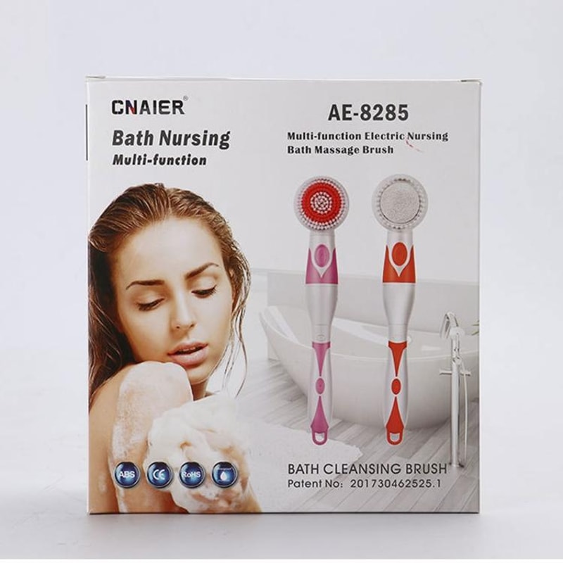 Electric Waterproof Bath Brush Long Handle Back Scrubber With 4 Heads Body Cleansing Massager 11