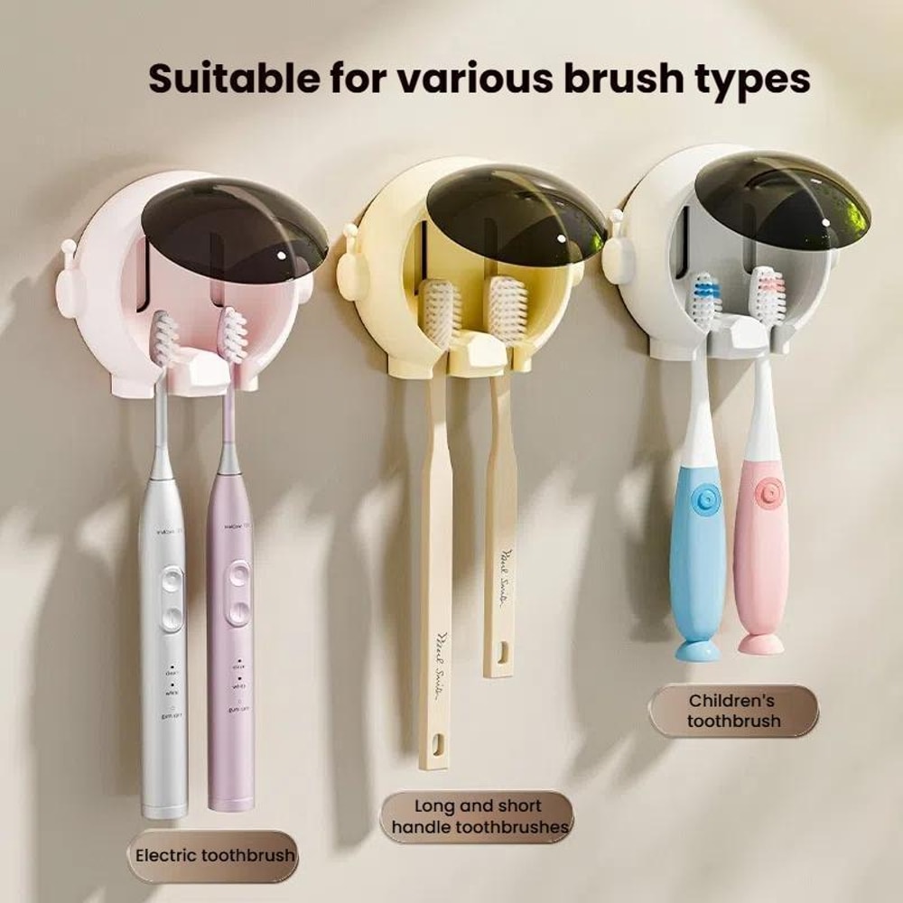Cartoon Wall Mounted Toothbrush Holder No Drill Bathroom Shelf Organizer With Drain Design 8