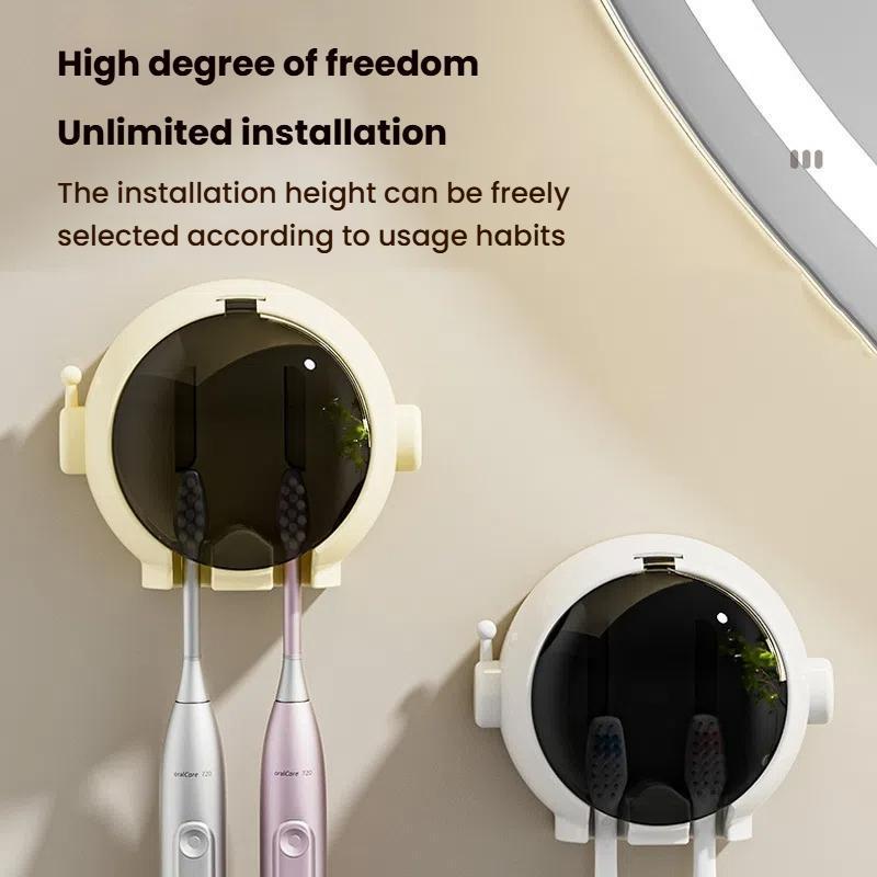 Cartoon Wall Mounted Toothbrush Holder No Drill Bathroom Shelf Organizer With Drain Design 9