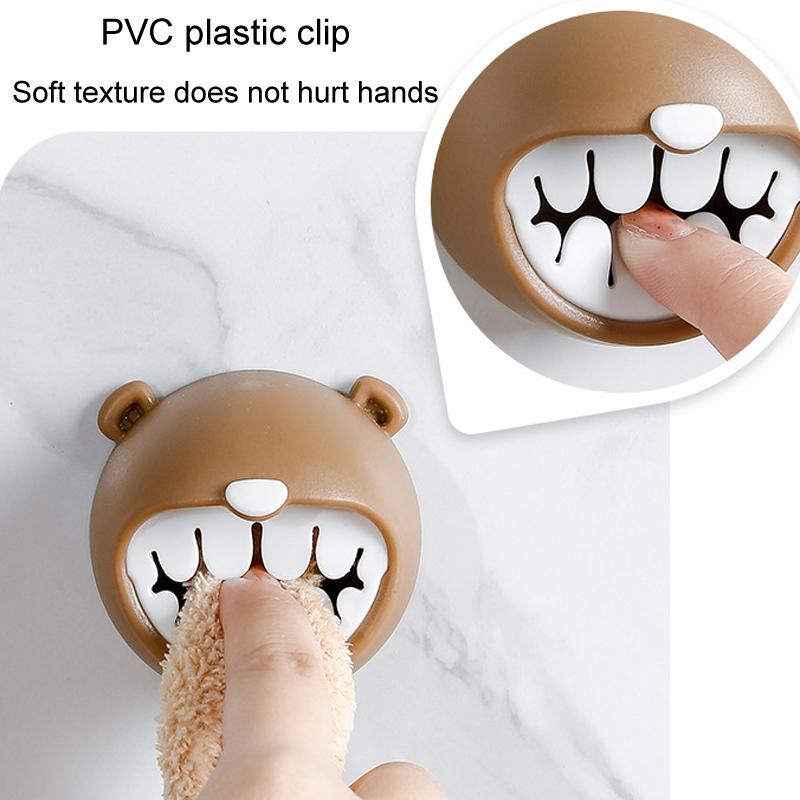 Bear Grip Towel Holder Hooks Wall Mount For Kitchen Bathroom Space Saving Organizer 4