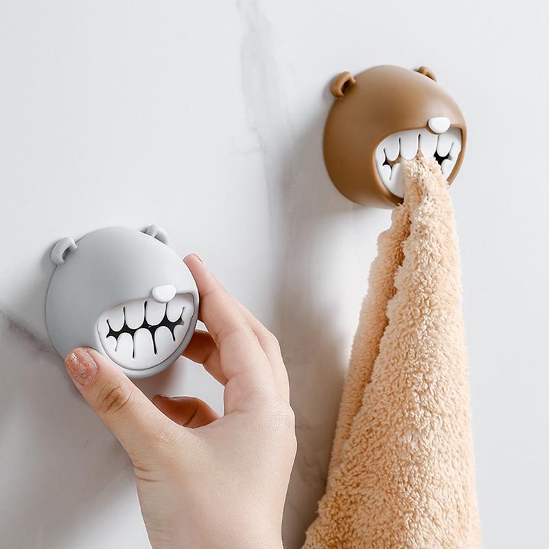 Bear Grip Towel Holder Hooks Wall Mount For Kitchen Bathroom Space Saving Organizer 0