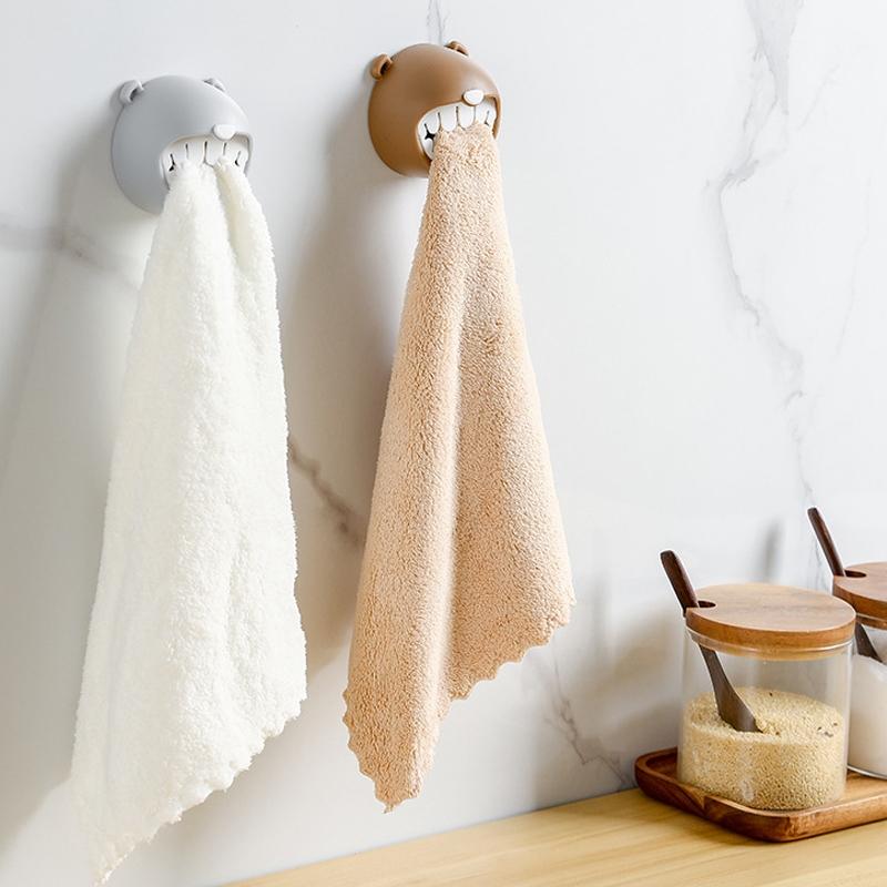 Bear Grip Towel Holder Hooks Wall Mount For Kitchen Bathroom Space Saving Organizer 6