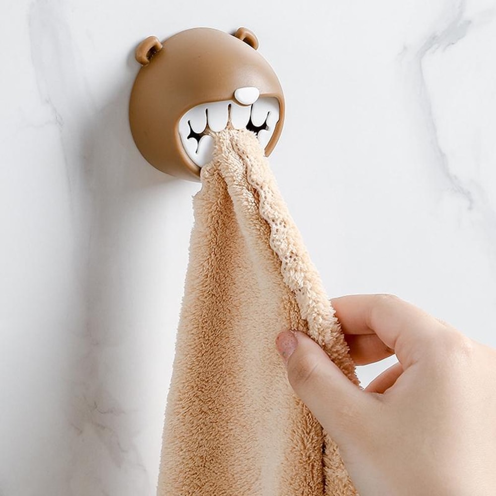 Bear Grip Towel Holder Hooks Wall Mount For Kitchen Bathroom Space Saving Organizer 7