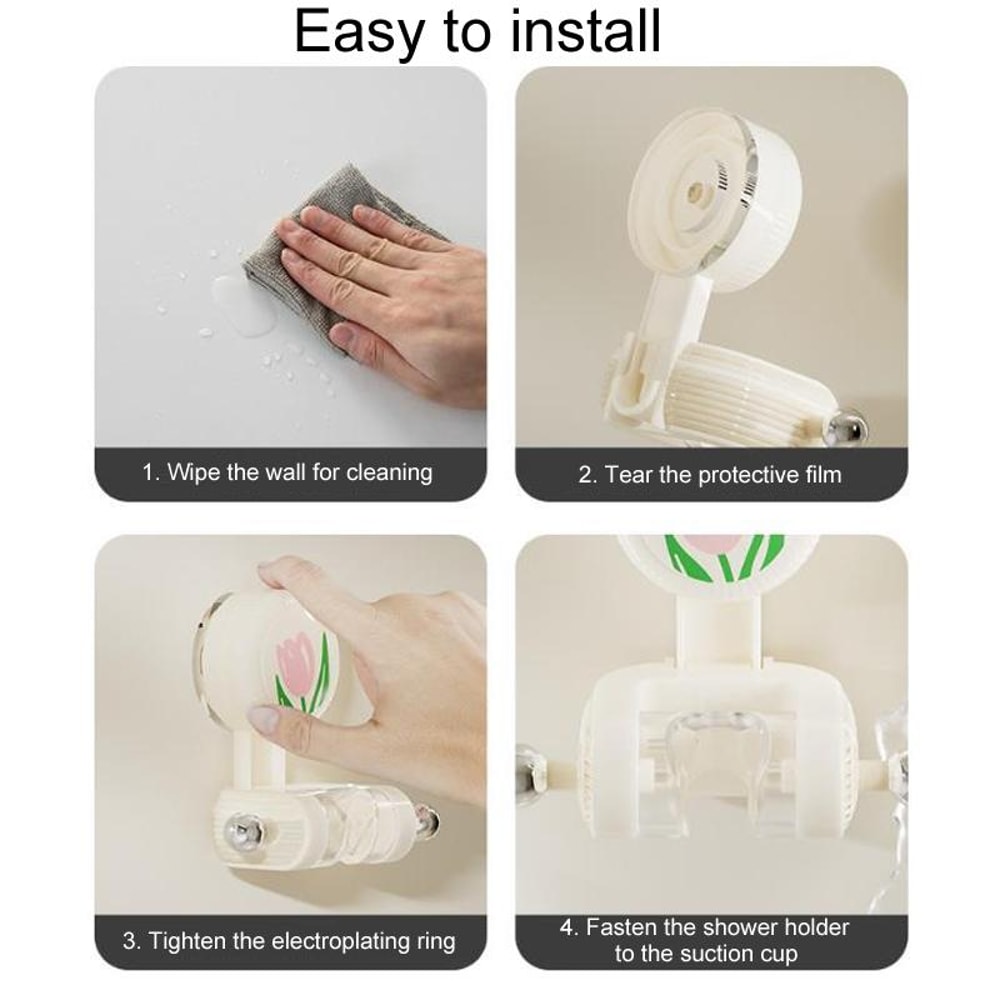 No Drill Suction Cup Shower Head Holder With 360 Adjustable Bathroom Mount 9