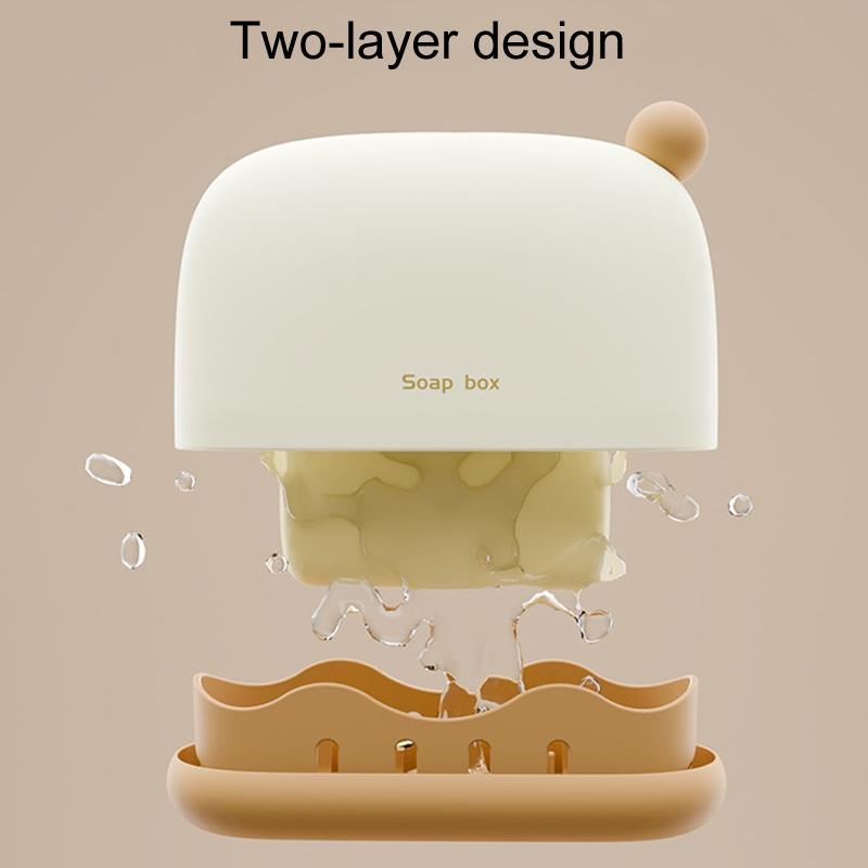 Portable Leakproof Soap Holder Travel Soap Case With Drain Tray Compact Soap Container 5