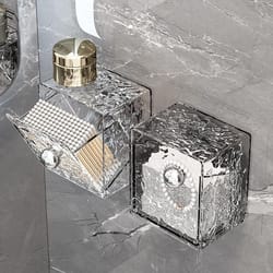 wall mounted cotton swab organizer no drill bathroom storage box with adhesive