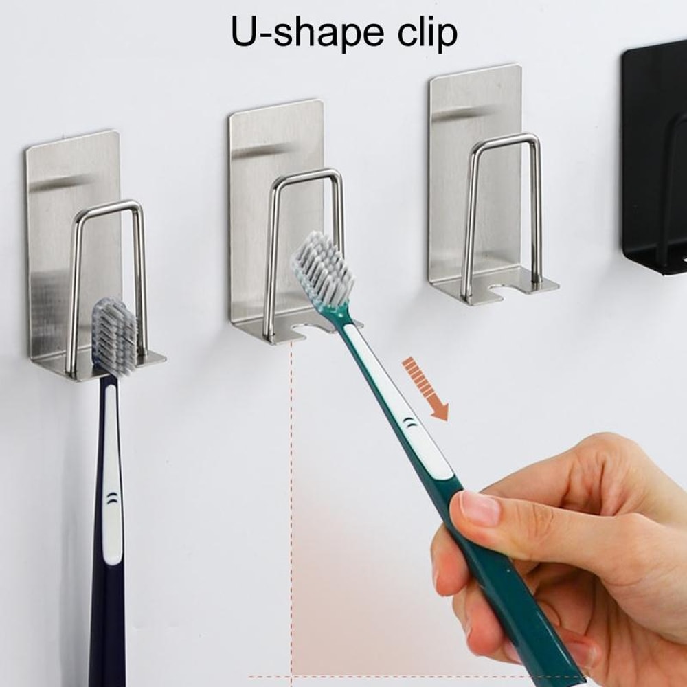 Stainless Steel Sponge Holder Set No Drill Wall Mounted Toothbrush Organizer 8