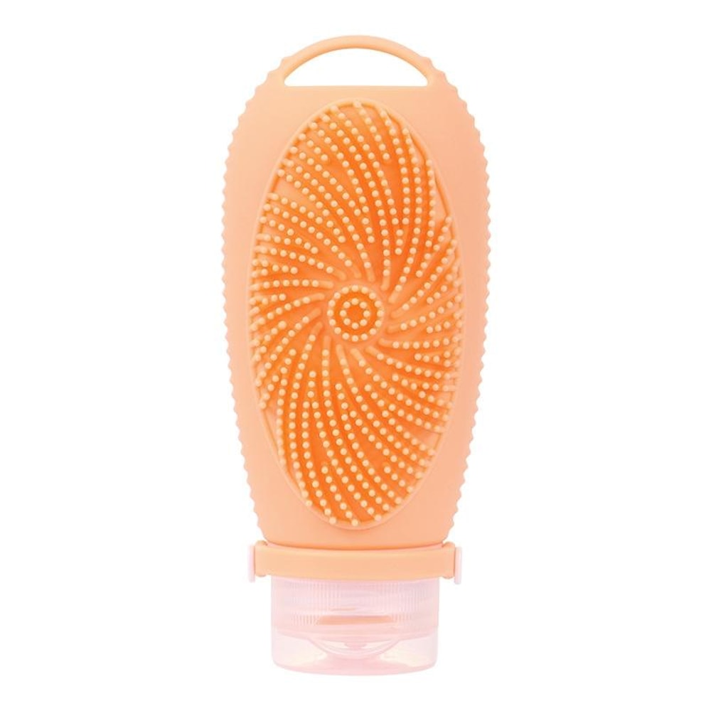 2 In 1 Silicone Shower Brush Dispenser Bottle Portable Travel Shampoo Body Wash Container 1