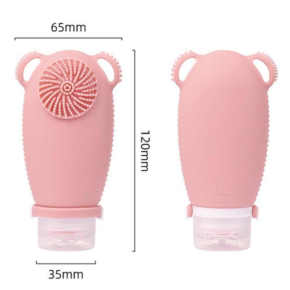 2 In 1 Travel Shampoo Bottle With Brush Leakproof Silicone Squeeze Dispenser 2