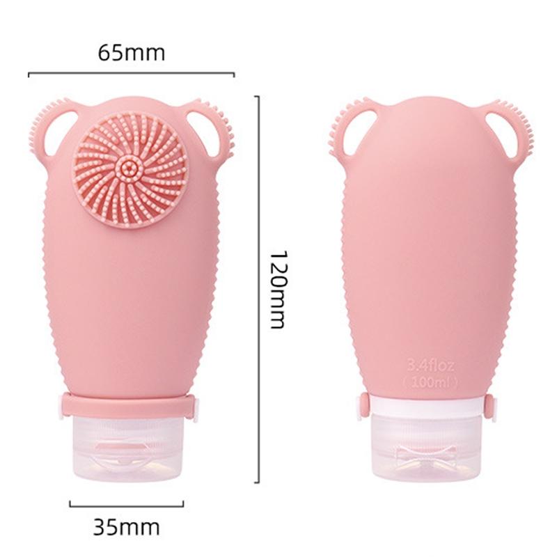 2 In 1 Travel Shampoo Bottle With Brush Leakproof Silicone Squeeze Dispenser 2