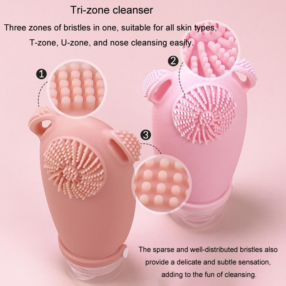 2 In 1 Travel Shampoo Bottle With Brush Leakproof Silicone Squeeze Dispenser 5