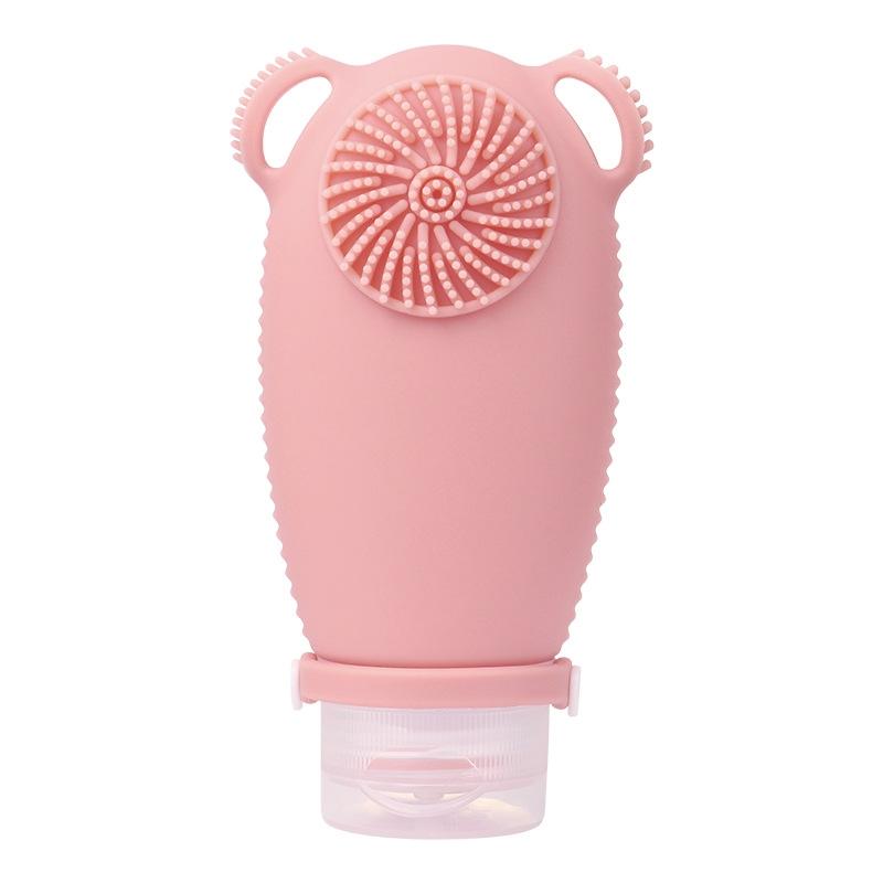 2 In 1 Travel Shampoo Bottle With Brush Leakproof Silicone Squeeze Dispenser 6