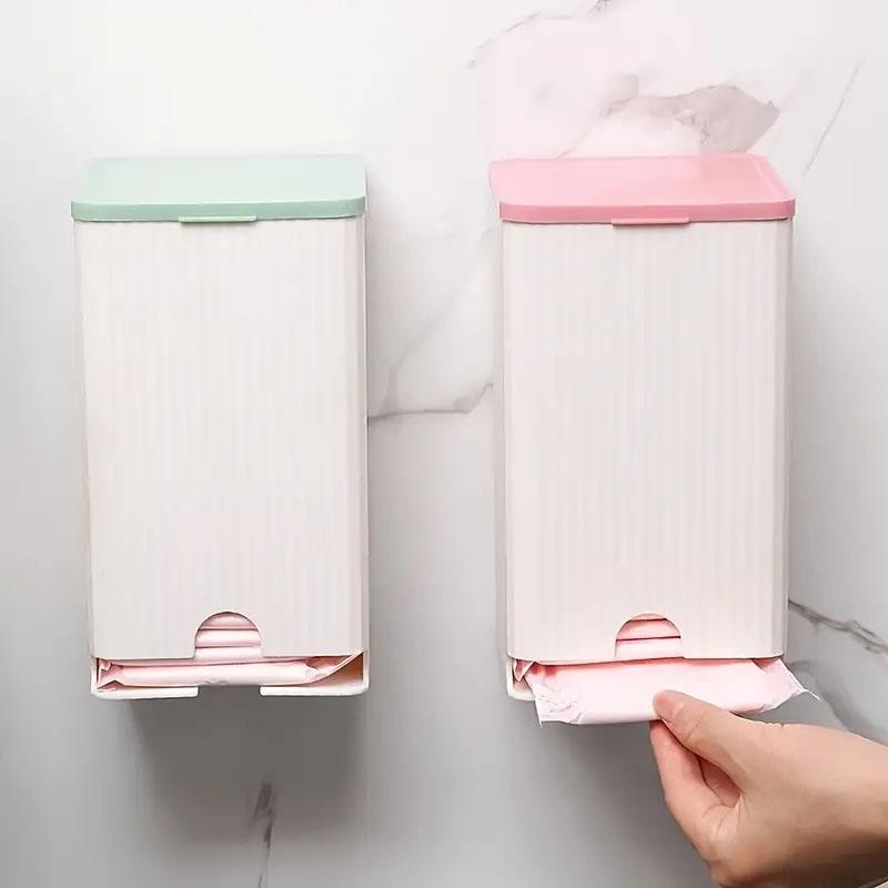 Wall Mounted Bathroom Organizer With Lid Multi Compartment Sanitary Storage Box 0