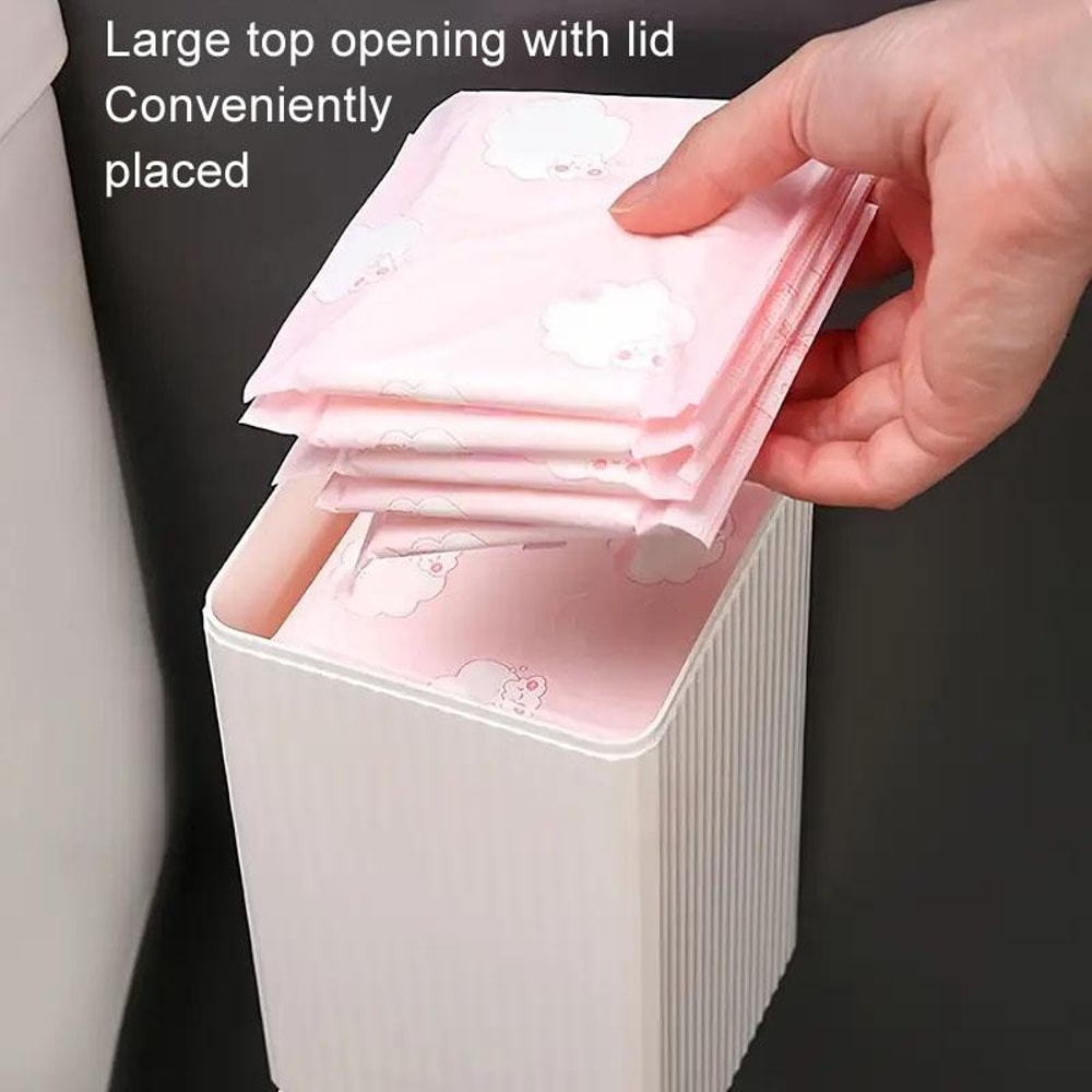 Wall Mounted Bathroom Organizer With Lid Multi Compartment Sanitary Storage Box 2