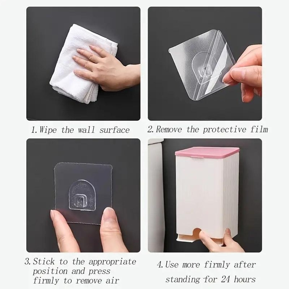 Wall Mounted Bathroom Organizer With Lid Multi Compartment Sanitary Storage Box 6