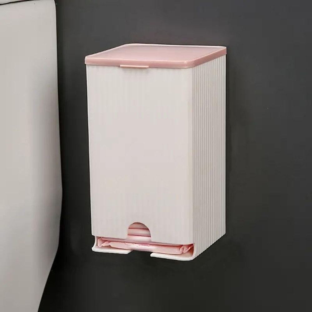 Wall Mounted Bathroom Organizer With Lid Multi Compartment Sanitary Storage Box 7