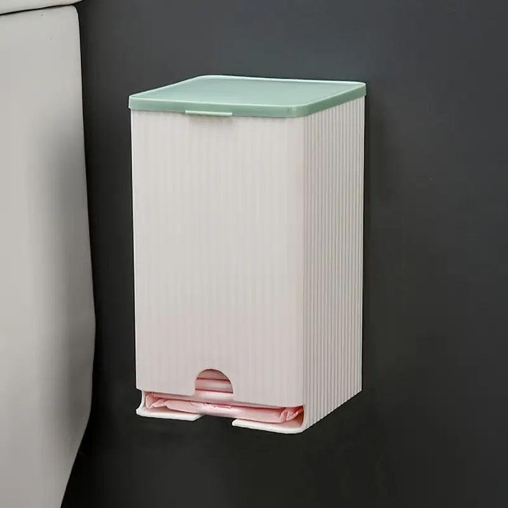Wall Mounted Bathroom Organizer With Lid Multi Compartment Sanitary Storage Box 3