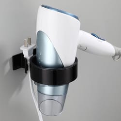 wall mounted hair dryer holder no drill bathroom organizer shelf with cable storage