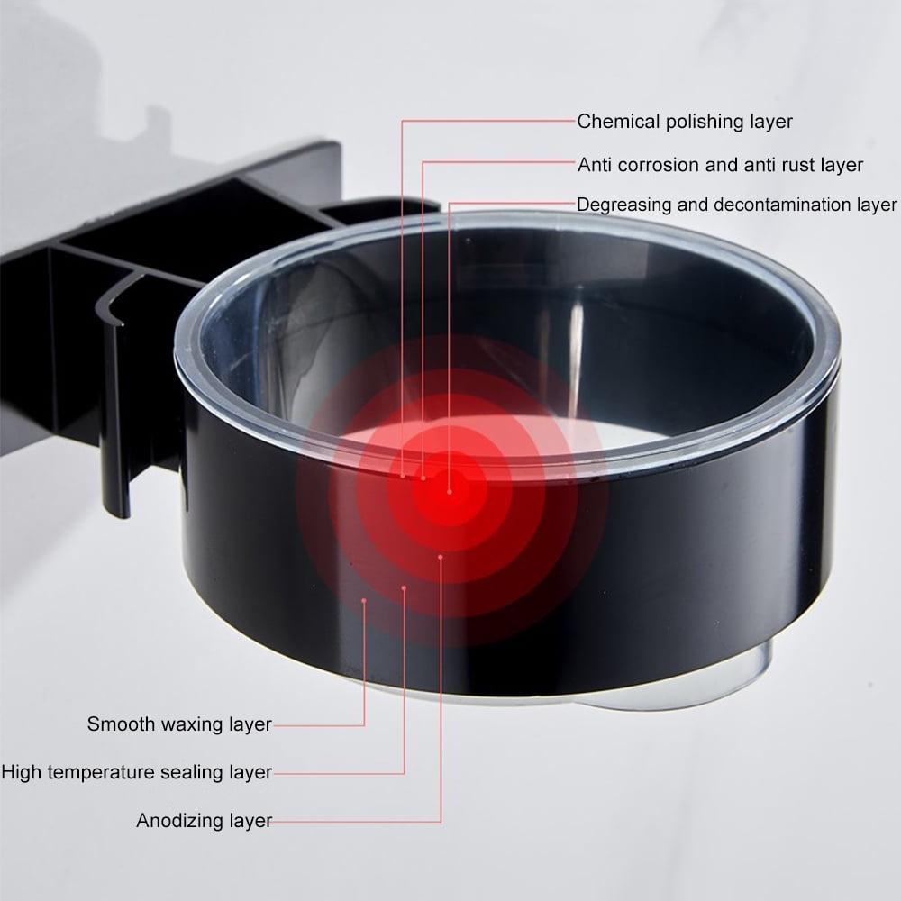 Wall Mounted Hair Dryer Holder No Drill Bathroom Organizer Shelf With Cable Storage 3