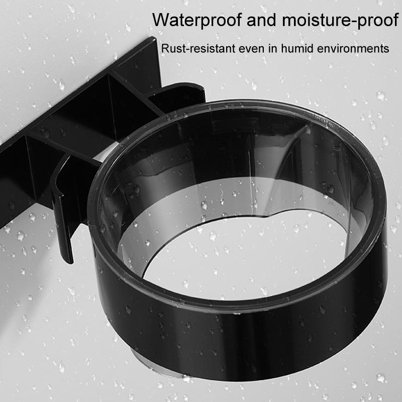 Wall Mounted Hair Dryer Holder No Drill Bathroom Organizer Shelf With Cable Storage 4