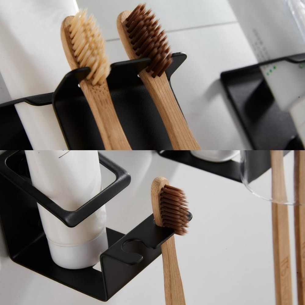 Wall Mounted Stainless Steel Toothbrush Holder With No Drill Install Bathroom Organizer Rack 3
