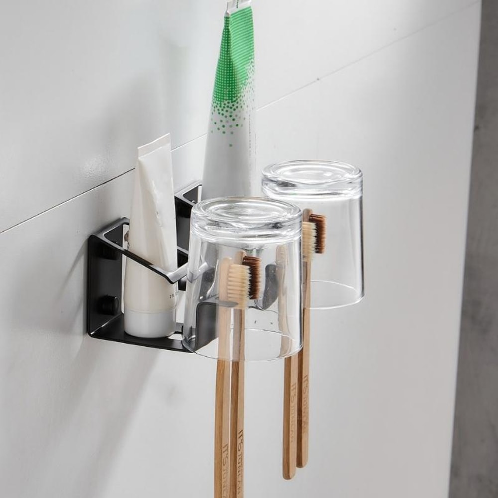 Wall Mounted Stainless Steel Toothbrush Holder With No Drill Install Bathroom Organizer Rack 5