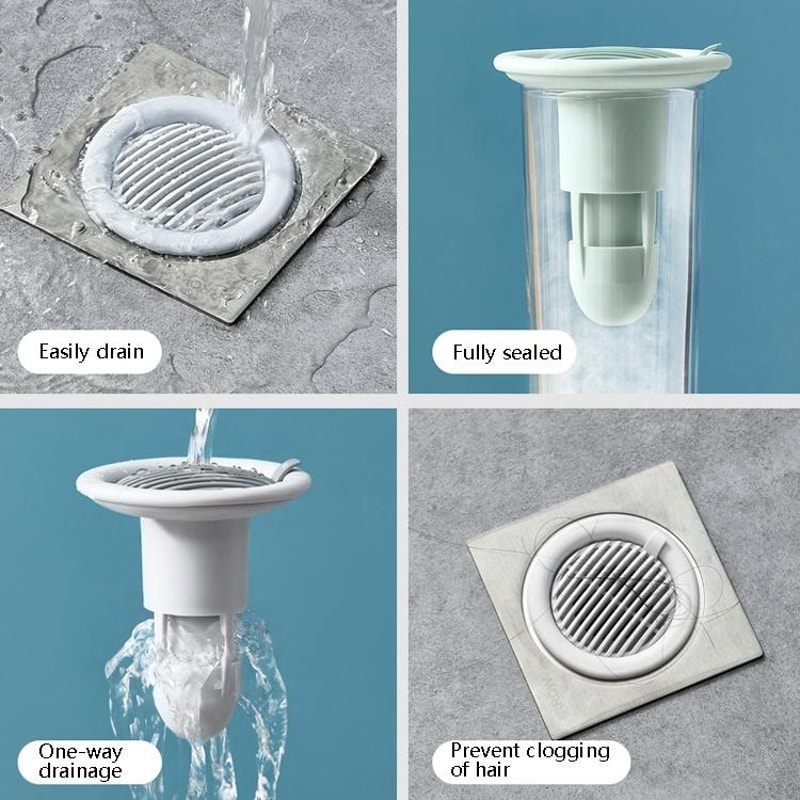 Odor Proof One Way Floor Drain Cover With Anti Clog Filter For Bathroom Balcony 7