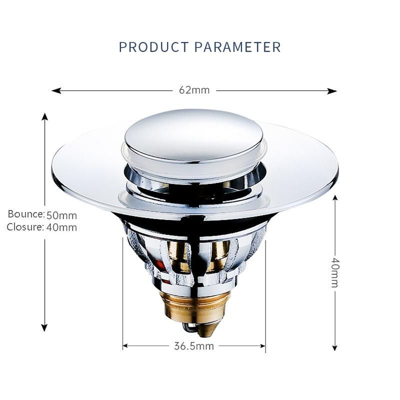 Premium push type basin plug Copper Core Pop Up Sink Drain Stopper for Bathroom Wash Basins