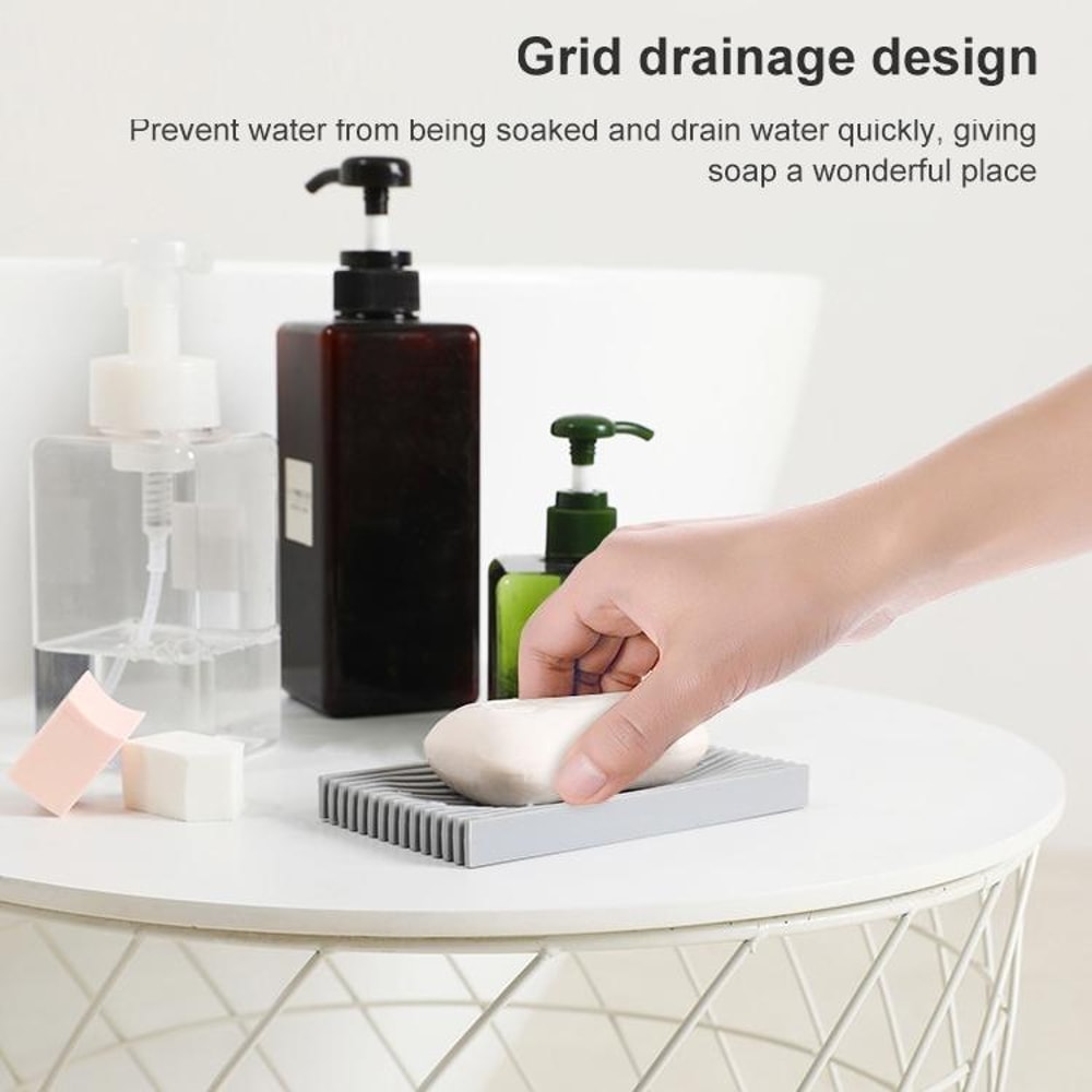 Double Sided Soap Dish With Drain Soft Rubber Non Slip Soap Holder For Bathroom Countertop 4