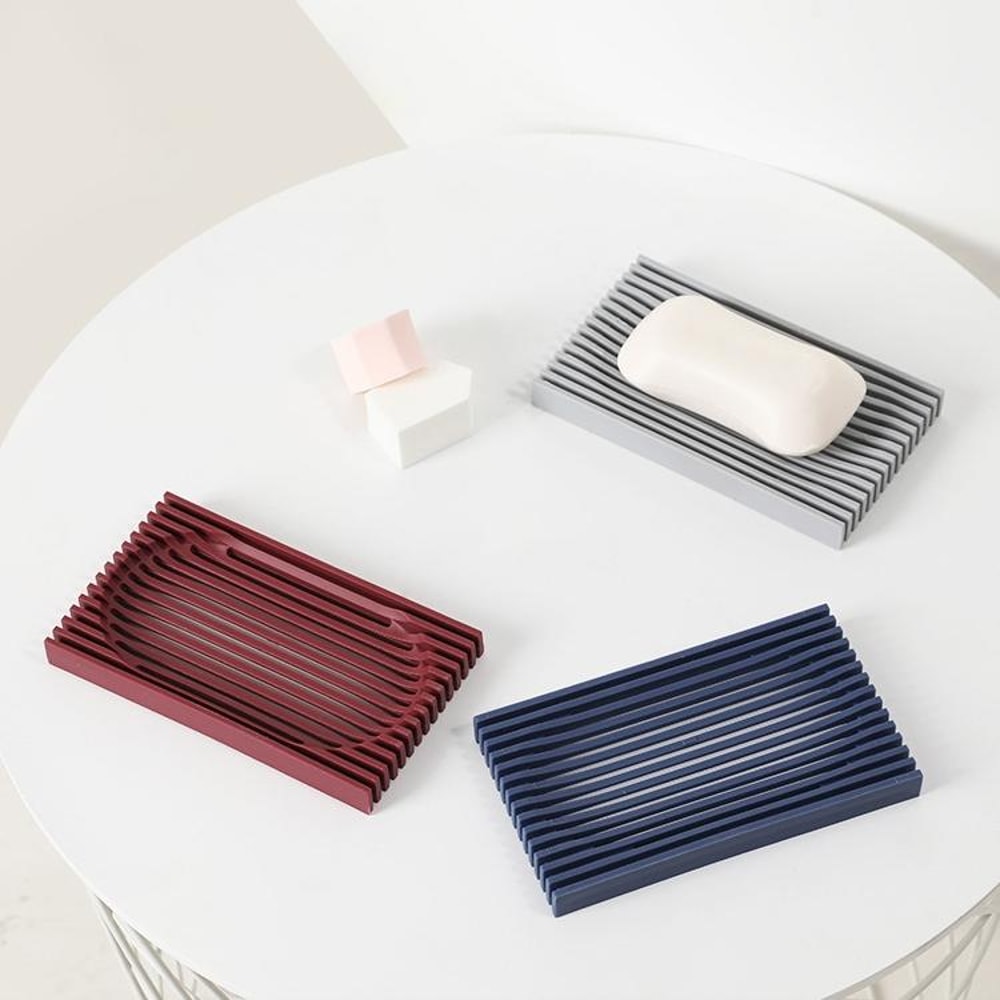Double Sided Soap Dish With Drain Soft Rubber Non Slip Soap Holder For Bathroom Countertop 0