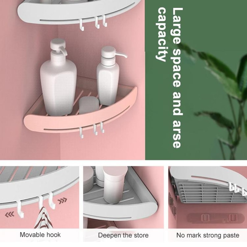 Wall Mounted Bathroom Shelf Corner Shower Caddy No Drill Bathroom Storage Basket 6
