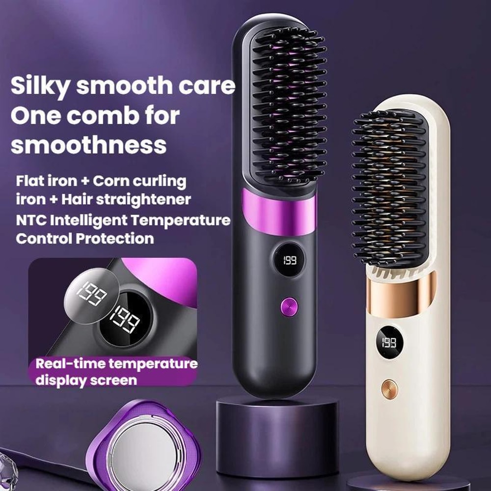 Cordless Hair Straightening Brush With Negative Ion Care Portable Wireless Styling Comb 1